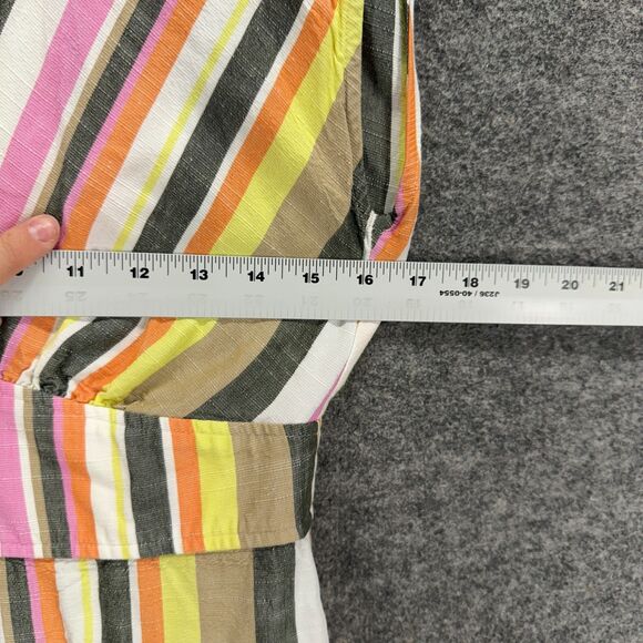 Loft Dress Women 2P Petite Yellow Striped Sheath Midi Button V-Neck Sleeveless - Picture 5 of 7